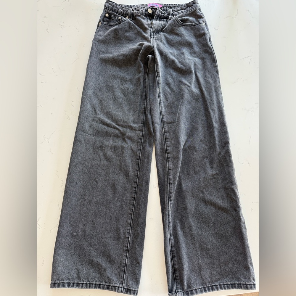Edikted Pink Label with Teal Logo on Charcoal Denim (S)